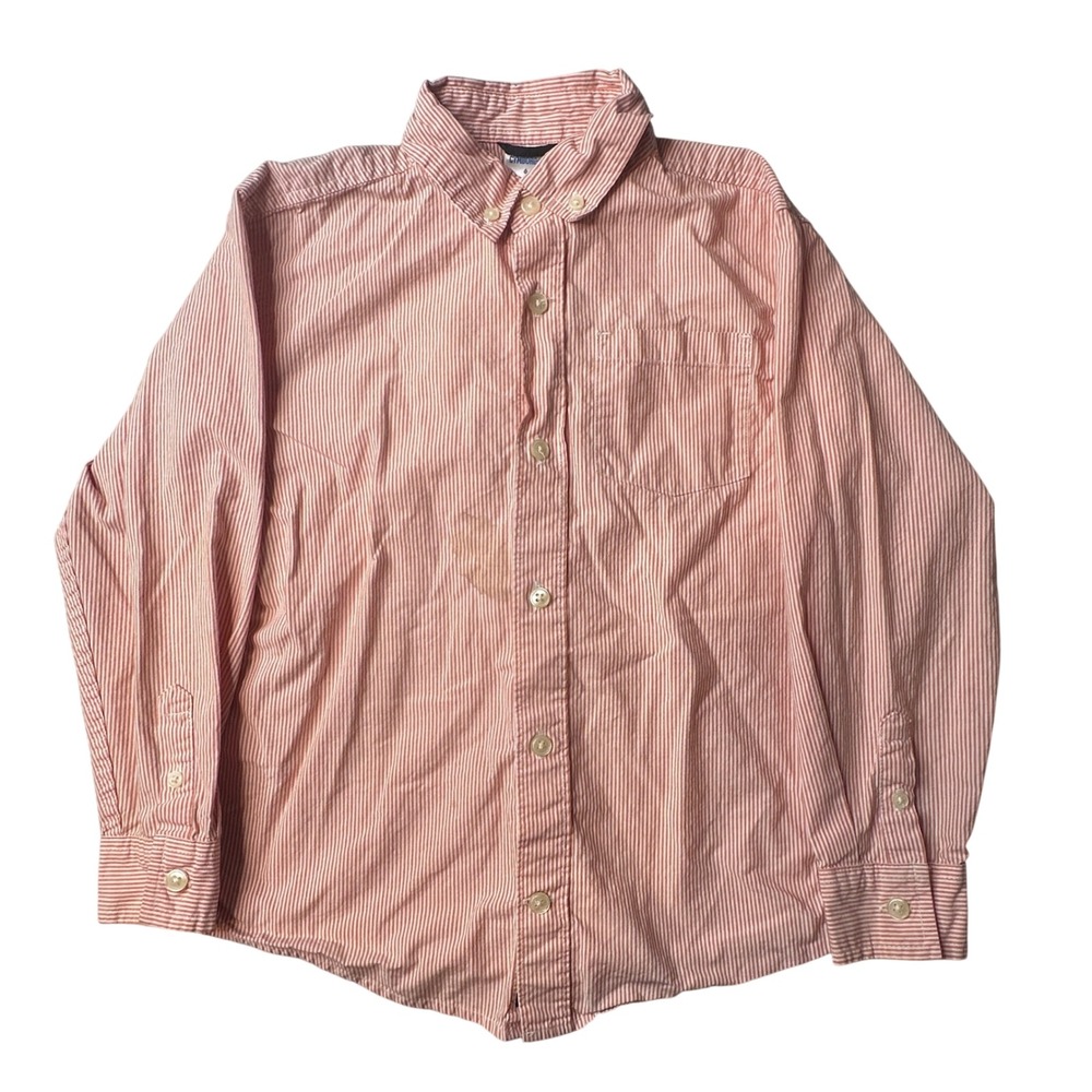 Gymboree Shirt Kids 6 Orange Striped Button Down Long Sleeve Cotton 240416737